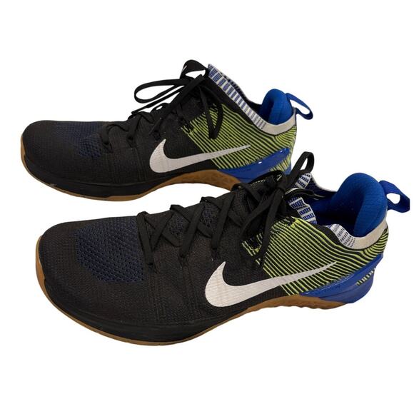 Nike Metcon DSX Flyknit 2 Sneakers Mens Size 12 Shoes Black Trainers Blue Lime - Picture 1 of 11